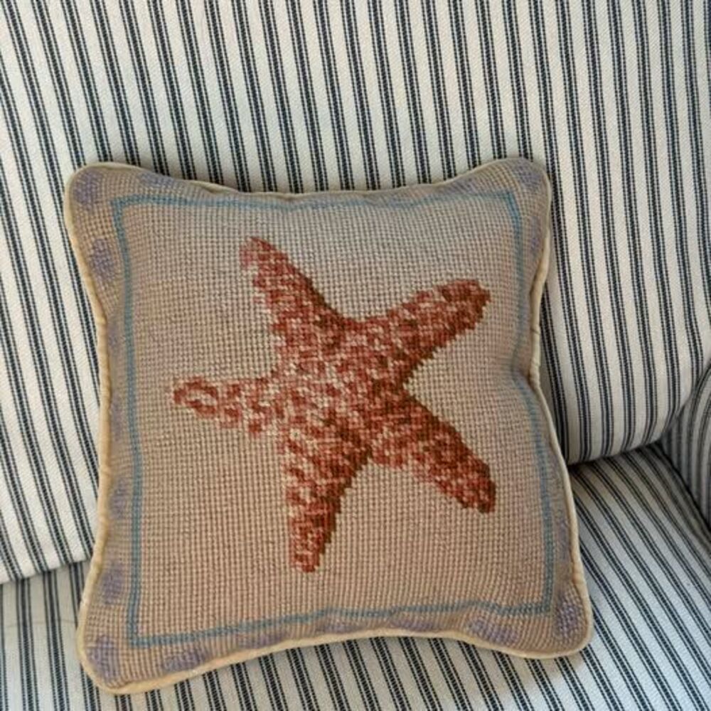 Starfish Woven Velvet Throw Pillow